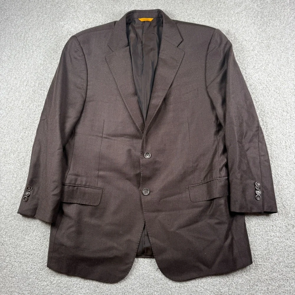 Hickey Freeman Blazer Men 44 Reg Brown Wool Silk Traveller Micronsphere EB004